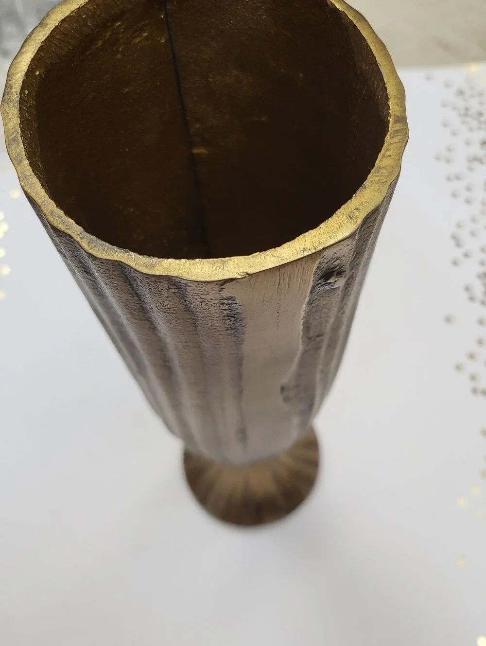 Ubique Tall Gold Metal Decorative Fluted Vase